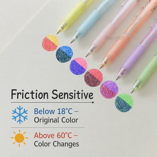 Image of Color Changing Gel Pens Set of 6 | Magic Temperature Sensitive Ink Pens | Smooth Fine Tip Writing | Erasable Heat Reactive Pens for Kids, Students, Office, Journaling & Gifts