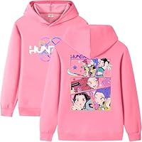 HodarSun Girls Hoodies Pullover Hip Hop Tops Streetwear Fashion Print Long Sleeve Hooded Sweatshirt for Kids, Pink, Age 8-9