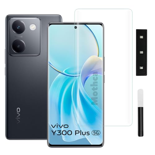 Image of Mothca Premium UV Tempered Glass Screen Protector For Vivo Y300 Plus (Pack of 1) Full Adhesive UV Curved Screen Guard, Case Friendly with Installation Kit