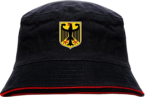 HB-Druck Deutschland Wappen Anglerhut - Bedruckt - Schwarz-Roter Fischerhut L/XL SchwarzRot