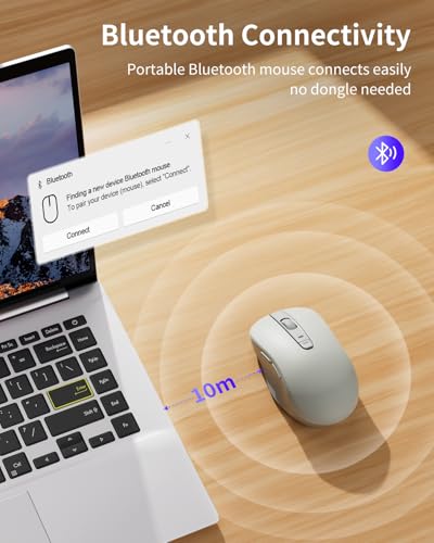 Image of WL300 Bluetooth Mouse Silent Wireless Mice, Quiet Click, Cordless Computer Mouse with 6 Buttons, Sculpted Grip, Adjustable DPI for Laptop, PC, Mac, 18-Month Battery Life for Work Travel(Silver-Gray)