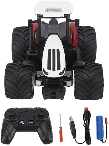 1/24 Scale Remote Control Farm Tractor Toy - 2.4G 6Ch Rc Farm Truck for Kids - Farmer Sowing Tractor, Wheel Strong Shock Absorption 2.4G with Light for Home - Multicolor