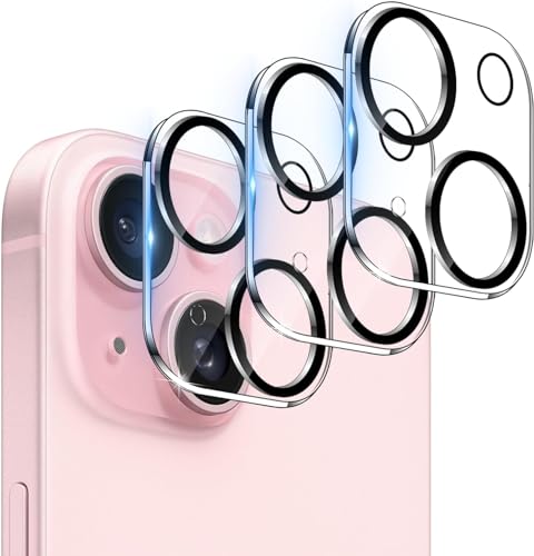 Image of Camera Lens Protector Compatible with iPhone 15 Plus (Pack of 3) | 9H Tempered Glass Camera Lens Guard | Scratch Resistant | HD Clear | Anti-Fingerprint | Easy Installation | Bubble Free