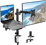 monTEK Laptop Arm Mount, Fits Max 17" Laptop and 32" Screen up to 22lbs | 2-in-1 Monitor and Laptop Mount, Full Motion, Ergonomic Adjustment, Space-saving, Easy Assembly, VESA 75/100, Clamp/Grommet