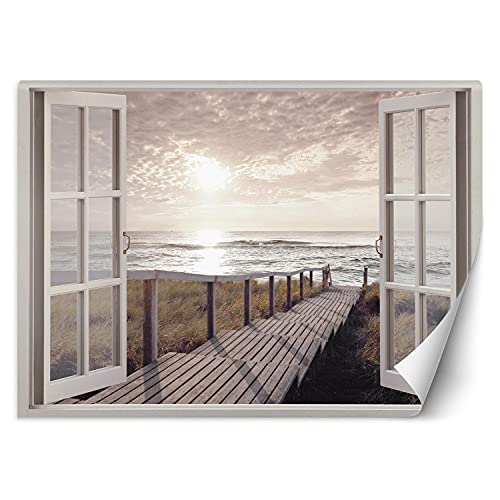 Feeby - 3d Tapete - Fensterblick - 140x100 cm, Fototapete Schlafzimmer -...