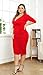 POSESHE Womens Plus Size Deep V Neck Wrap Ruched Waisted Bodycon Dress (X-Large, Red)