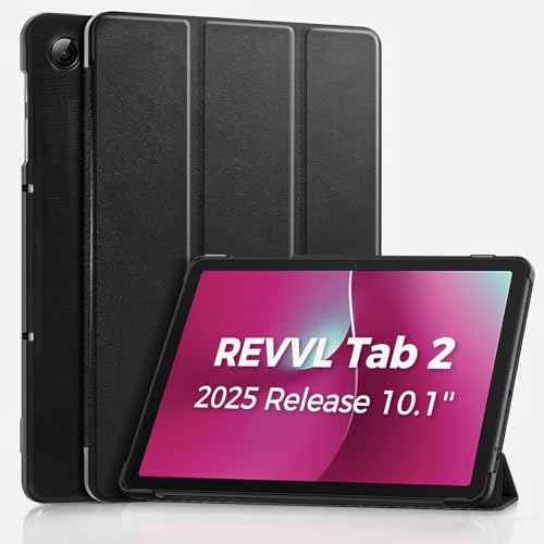 ProCase Slim Case for T-Mobile REVVL Tab 2 (2025 Release 10.1) Stand Hard Shell Cover Foldable PU Leather Tablet Case -Black