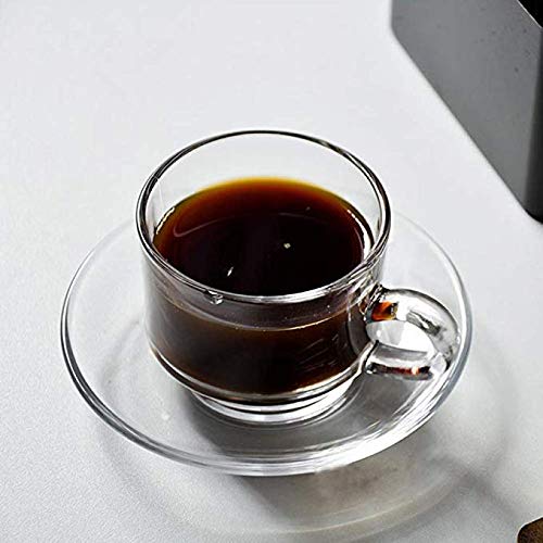 Tasse à café élégante en verre thermorésistant 200 ml avec soucoupe design épuré