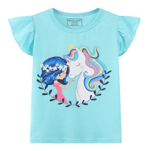 Image of Girls Graphic T Shirts 3 Pack 100% Cotton Short Sleeve Tees for Toddler Little Big Girls Cute Printed Casual Summer Tops