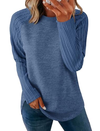 Image of SAMPEEL Sweatshirt for Women Long Sleeve Shirts Crewneck Sweaters Fall Fashion Outfits 2025 Trendy Tunic Tops Plus Size