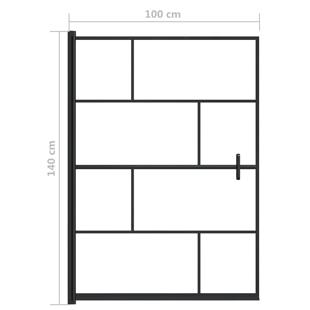 Cabina de ducha ESG 100 x 140 cm negro con perfil de aluminio, cristal de seguridad de 4 mm, mampara de ducha para baño, incluye mango y material de montaje, protección contra salpicaduras