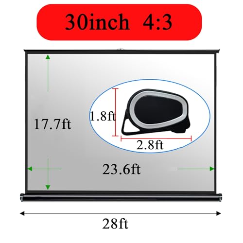 Pantalla de proyección portátil de plegado rápido con patas y bolsa de transporte, pantalla de proyección interior y exterior 4K 4:3/16:9 HD para cine en casa, sin arrugas y plegable (30in/4:3) miniatura 7