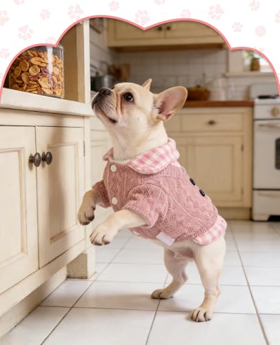 1 Pack Dog Sweaters, Warm Dog Sweatshirt Cat Clothes Cat Sweater Puppy Sweater Winter Clothes Pet Winter Coat Knitted Pet Sweater Turtleneck Dog Sweater for Cold Weather (Small, Pink) - Image 3