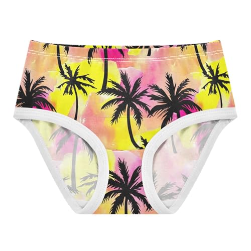 Joisal Durable Toddler Girls Underwear 2t Cotton Panties for Girl Black Palm Trees Watercolor Cucoloris Underpants Briefs