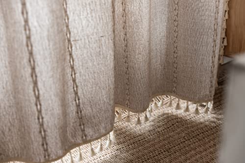 Roomtalks Country Farmhouse Cotton Polyester Curtains For Bedroom Living Room 63 Inch Length Light Filtering Boho Chic Cabin Rustic Window Curtain Panels With Tassels Striped Bohemian Draperies #TOP1