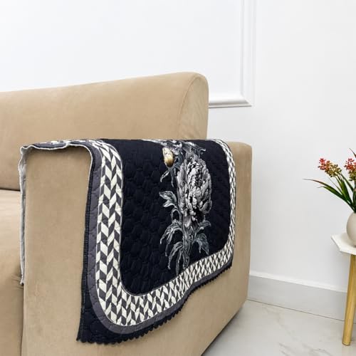 Image of Homerz 'Brooklyn Series' Premium Sofa Cover | Quilted Floral Design | Non-Slip Washable Sofa Protector | Soft Anti Slip Fabric (Ny Grey, 2 pc Armrest, Armrest)