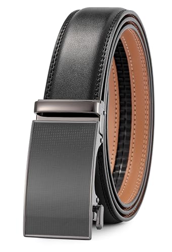Image of Lingli Men's Belt,Ratchet Dress Belt with Automatic Buckle Brown /Black-Trim to Fit-35mm wide
