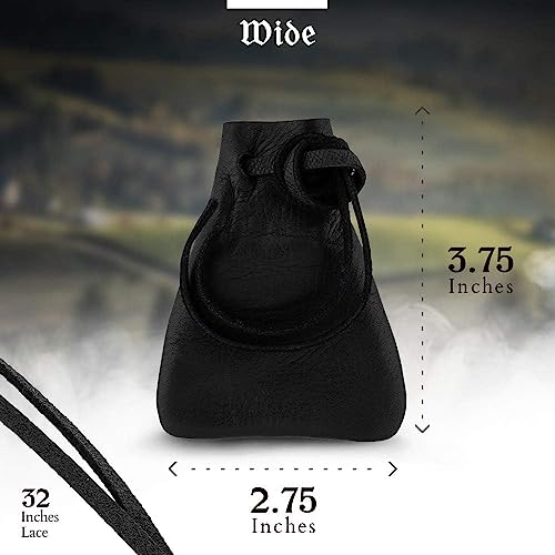 Nabob Leather Leather Drawstring Pouch, Coin Bag, Medicine Tobacco Pouch Medieval Reenactment Made in U.S.A Size 7" x 4"3