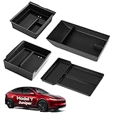 VIHIMAI for Tesla New Model Y Juniper Center Console Organizer Tray Divided Storage Double Layer Space Slide smoothly Model Y 2025 2026 Accessorie - 4 PCS, Black