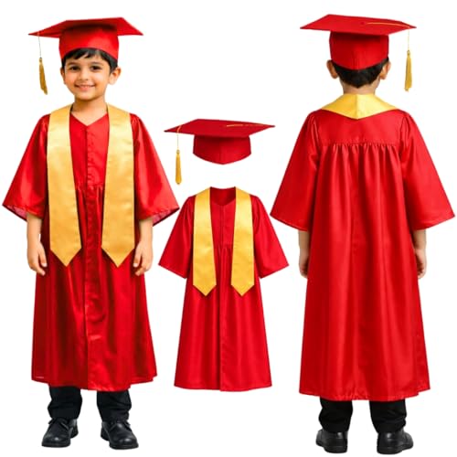 Image of Sarvda Graduation Gown for kids with Cap and Sash, Convocation Dress for Boys and GirlsSchool Ceremony, Fancy Dress