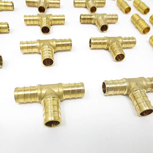 (30 Pieces) 1/2" Brass Pex Fittings For 1/2 Inch Pex Pipe (10 - Elbow, 10 -Tee, 10 - Coupler/Straights) Kit For Domestic Water And Radiant Heating, Dzr And No-Lead Brass Crimp Cinch System Pex Guy #TOP3