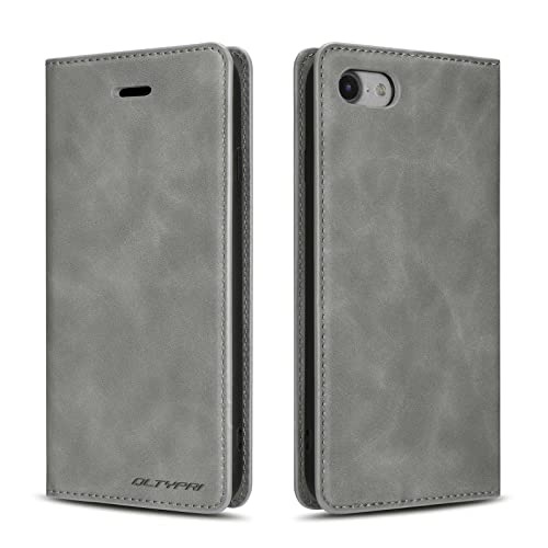 Coque iPhone 6 et 6S QLTYPRI étui portefeuille gris en cuir synthétique avec porte-cartes