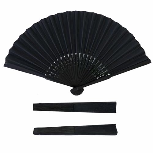 DDLFFRS 36 Pcs Black Paper Hand Fans Handheld Fan Foldable for Weddings Parties DIY Projects Dance & Photo Props Home Decor