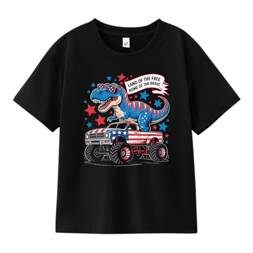 Image of Boys Constitution Day 250 Anniversary USA Shirt Independence Shirt 3-8T | for Kids Boys Girls Toddlers 3T-8T, 4th of July Dinos Flag Patriotic Tee, Independence Day