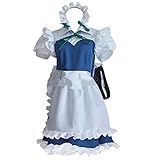 Noblecos Anime Touhou Project Izayoi Sakuya Cosplay Costume Blue Dress JK Uniform Halloween Party Costume (Female S)