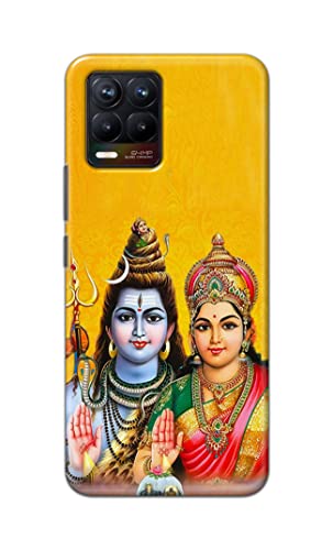 Image of PRINTFIDAA God Shiva Parvati Yellow Background Printed Designer Hard Back Case Cover for Realme 8 / Realme 8 Pro -(VS) MVN1008