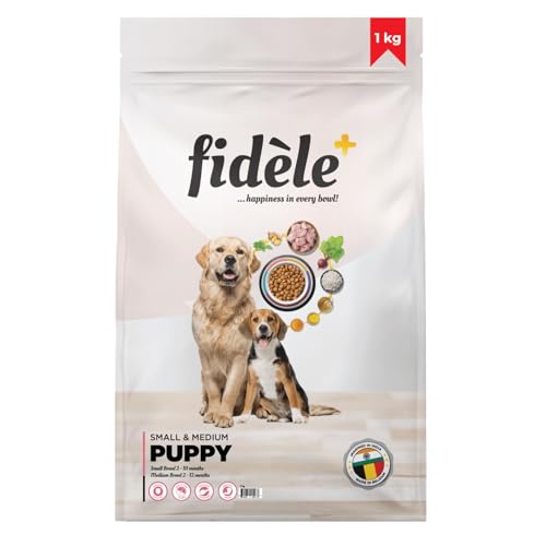 Image of Fidele+ Dry Dog Food | Balanced Nutrition for Dogs | Boosts Growth, Energy, Joints & Immunity | No Artificial Flavours or Preservatives (1 KG, Small & Medium Puppy)