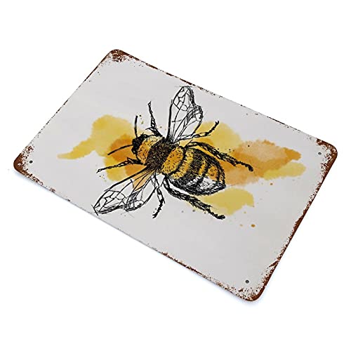 Anique-Tin-Sign-BEE-Metal-Tin-Sign-Retro-Nostalgic-Tin-Sign-Fun-Decorative-Sign-for-Home-Kitchen-Bar-Room-Garage-Decor-Insect-Honey-Bumblebee-Gift-for-Her-Gift-for-Mum-8×55-Inch Anique Tin Sign BEE Metal Tin Sign Retro Nostalgic Tin Sign Fun Decorative Sign for Home Kitchen Bar Room Garage Decor Insect Honey Bumblebee Gift for Her Gift for Mum 8×55 Inch