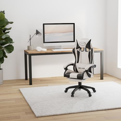 Sedia da Gaming con Luci a LED RGB Nera e Bianca in Similpelle - Sedia gaming - Immagine 1