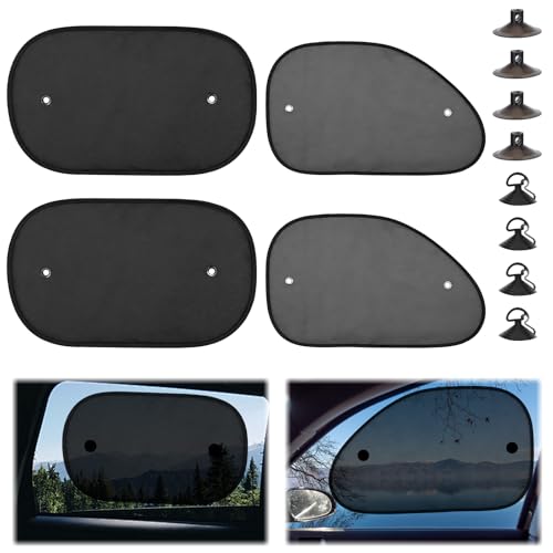 Car Window Shades for Side Window Car Shades for Baby Sun Shade for Car Window with 8 Suction Cups, Can Blocks 99.98% UVR Glare Shield Protection (4 Pack)