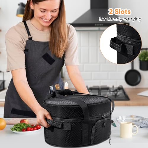 Image of Insulated Slow Cooker Carrying Bag for 6-8 Quart CrockPot and Hamilton Beach Slow Cooker with See-thought Window, Portable Carrier Case with Adjustable Band and Accessory Pocket