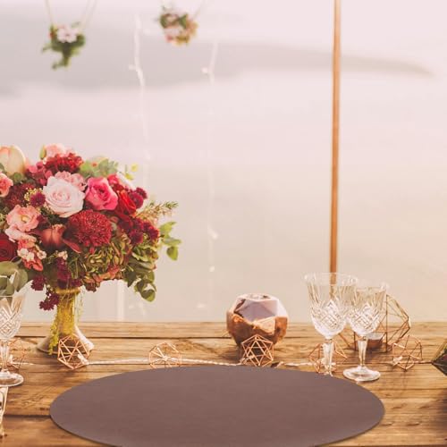 Set de table rond haut de gamme en cuir marron solide lavable