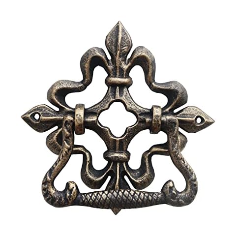 Decorative Cast Iron Door Knocker, Mounting Screws Included, 6.1" Cover
