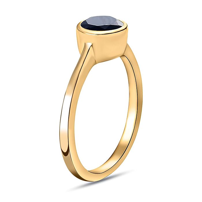 Image of 925 Sterling Silver 18K Gold Plated Birthstone 2 Ct Solitaire Natural Gemstone Ring for Women | Fine Jewelry Gift for Wife, Girlfriend, Sister, Birthday, Anniversary, Rakhi, Rakshabandhan, Valentine's