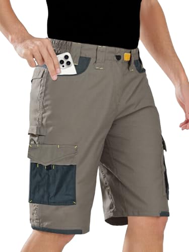 FLEXTREKKER Herren Arbeitsshorts mit Cargotaschen, Arbeitshosen für Sommer Handwerk，Strapazierfähigâ€¦ – Miniatur