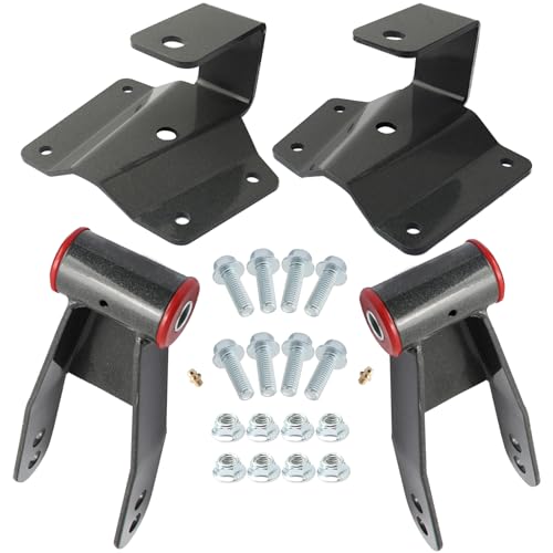 GDYDI 4 Rear Drop Shackles and Hangers Kit for 1996-2006 Chevy Silverado 1500 GMC Sierra 2WD Truck Short Bed Only Lowering Leveling Set
