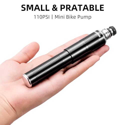 ROCKBROS Mini bomba de pneu de bicicleta portátil 110 PSI serve para bomba de ar de bicicleta Presta