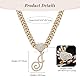 Flongo Damen Halskette Buchstabe Panzerkette: Gold Kubanische Kette Strass Glitzer Iced out Chunky Miami modeschmuck Initiale Halskette mit J Anhänger Kuban Choker Geschenk für Frauen Mädchen