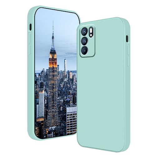 Wousunly Compatible with Oppo Reno 6 5G Case Silicone Liquid Dark Green, Soft Smooth Touch for Reno 6 5G Phone Case Silicone Shockproof Thin Cover(Reno 6 5G, Blue)