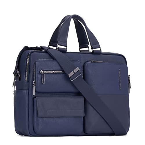Piquadro Ronnie Leather Briefcase 43 cm Laptop Compartment, night blue, One Size2