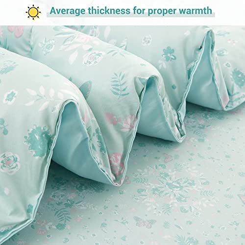 Viviland Twin Butterfly Comforter Set For Girls - Kids Brushed Microfiber Twin Bedding Set - 5 Pieces Machine Washable Bed In A Bag With Soft Comforters, Sheet Set, Shams - Pale Green #TOP3