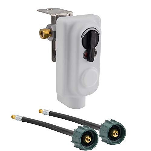 RecPro RV Propane Gas Regulator 2-Stage Auto Changeover | LP Tank Dual Hookup (with 2-12" Pigtails)