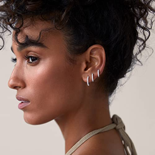Image of PAVOI Gold Huggie Earrings for Women, 14K Gold Plated CZ Set of 3