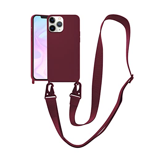 Image of Compatible with iPhone 11 Pro Max Case with Lanyard Crossbody iPhone Case with Strap Adjustable Shockproof Drop Protection Silicone Phone Cover for iPhone 11 Pro Max 6.5'' Plum