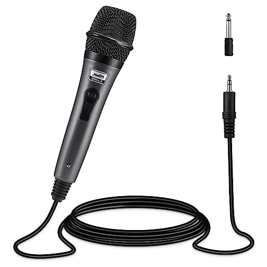 Moukey Dynamic Cardioid Home Karaoke Microphone, 13 ft XLR Cable Metal Handheld Wired Mic Corded for Singing/PA Speaker/Amp/Mixer/Karaoke Machine & Speech/Wedding/Stage -Grey (MWm-5)
