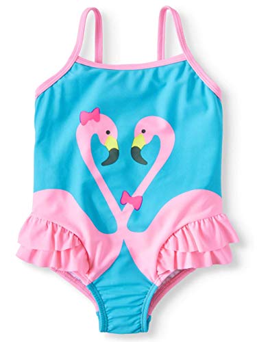 Wonder Nation Toddler Girls Swans Splendor Blue One Piece Swimsuit